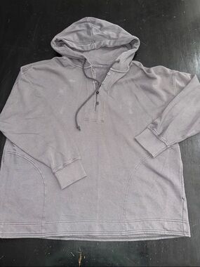 aerie dark gray henley style hoodie/sweatshirt. light weight. size large.